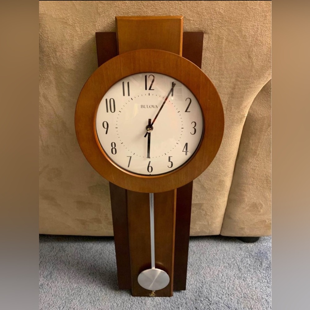 Bullova 23.5. in x 8.75 in Pendulum Wall Clock